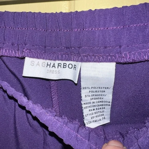 Sag Harbor Two Piece Vintage Set Purple Button Down Blouse and Pants Size 14 - Picture 11 of 12